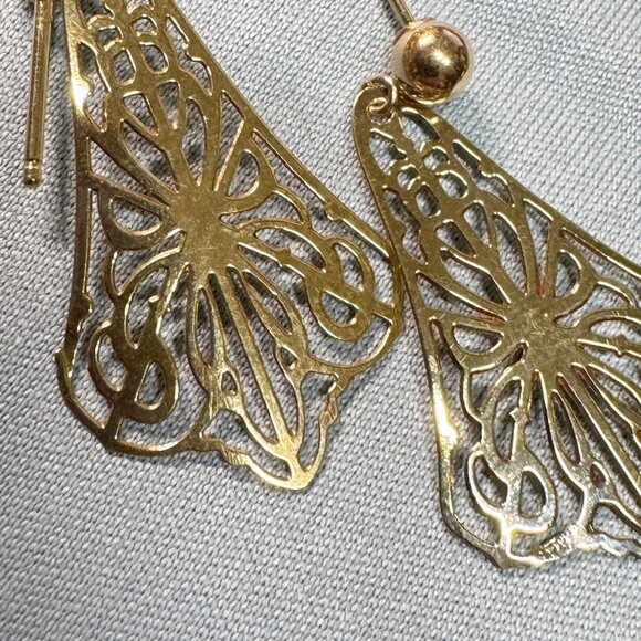 Vintage NOS 14 Karat  Gold Filigree Earrings - Picture 6 of 6